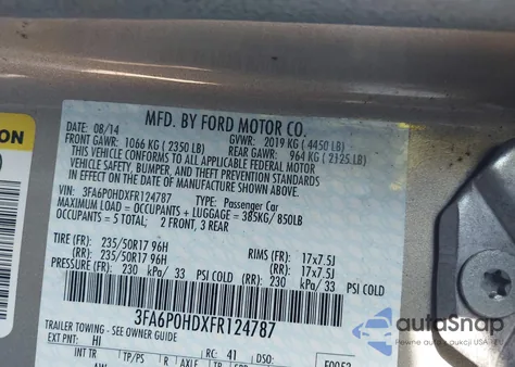 2015 Ford Fusion Se из США, поврежденный, VIN 3FA6P0HDXFR124787